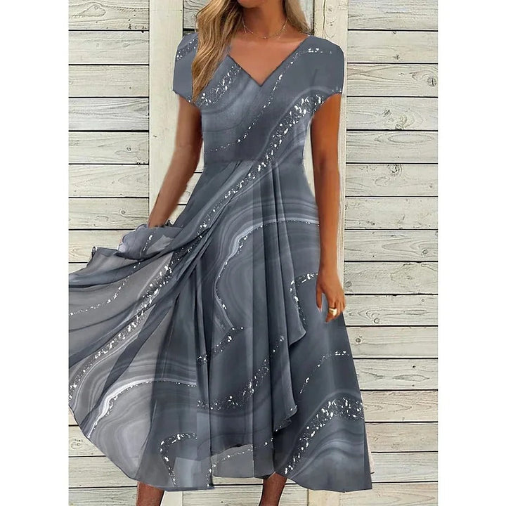 Zelina - Dames Jurk Midi met Wijde Rok