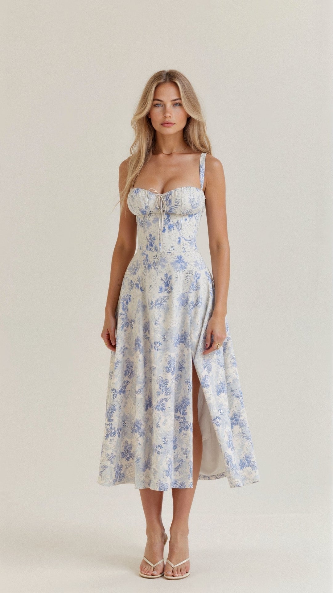 Callie – Bloemen Chic Corset Midi Jurk
