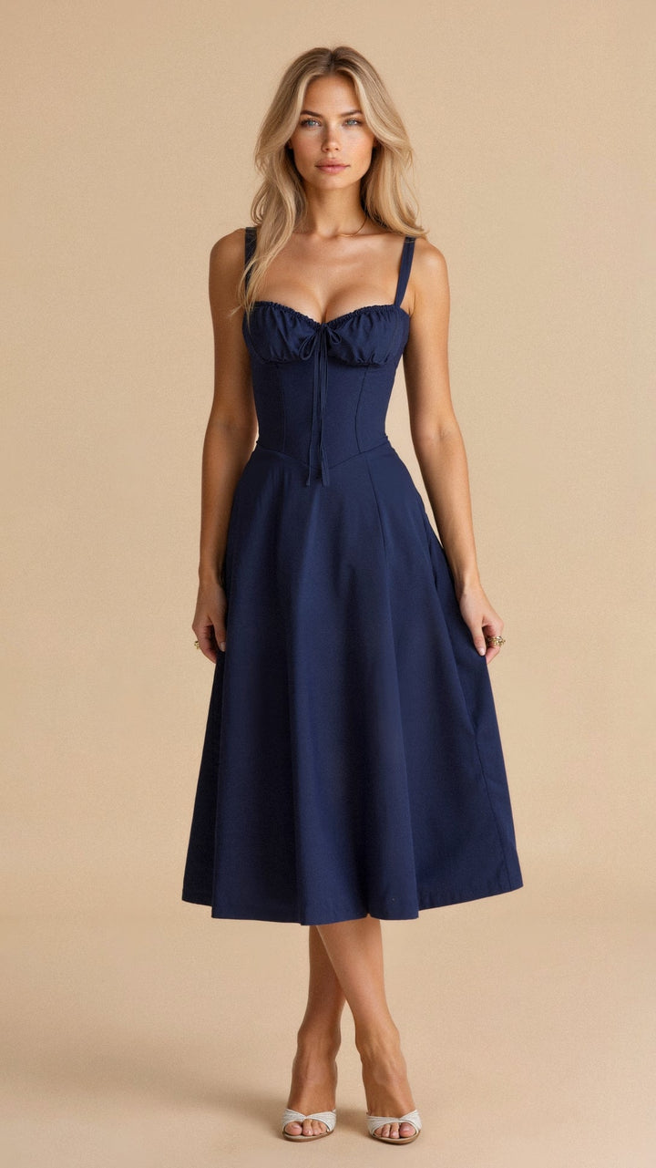 Callie – Bloemen Chic Corset Midi Jurk