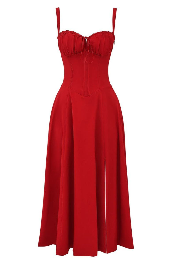 Callie – Bloemen Chic Corset Midi Jurk