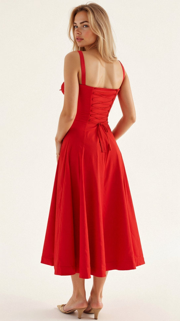 Callie – Bloemen Chic Corset Midi Jurk
