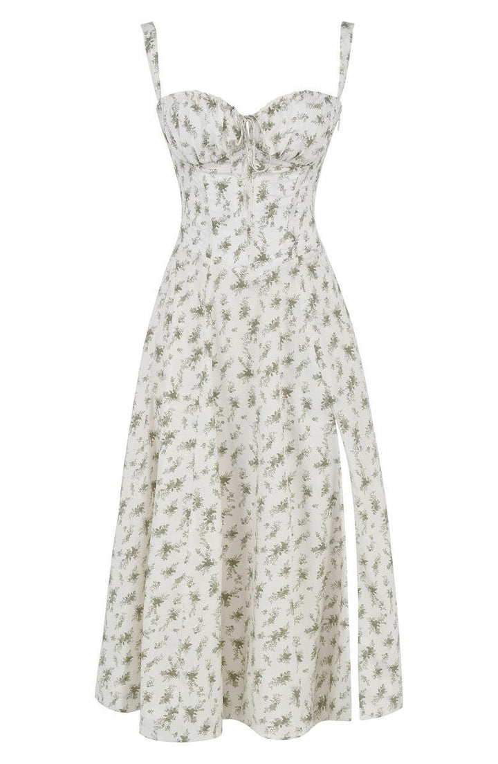 Callie – Bloemen Chic Corset Midi Jurk