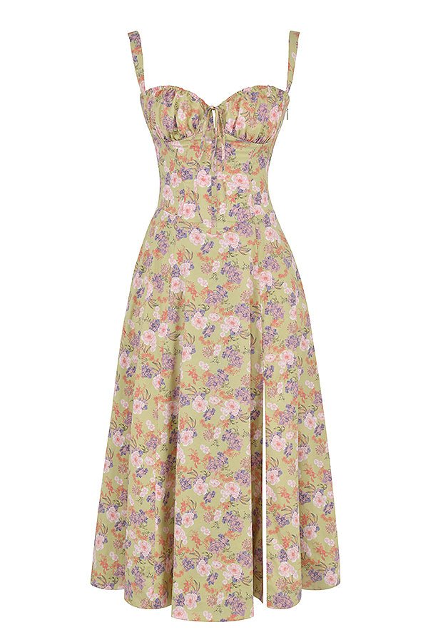 Callie – Bloemen Chic Corset Midi Jurk
