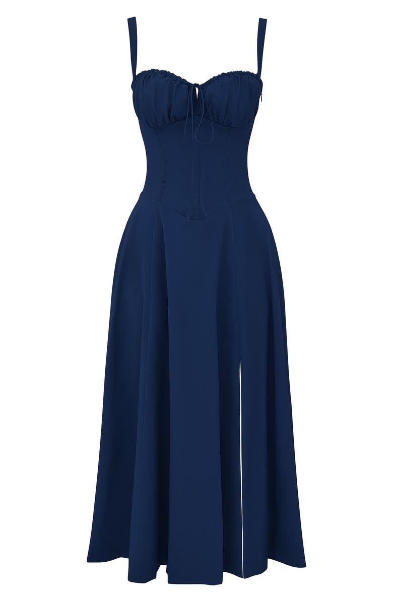 Callie – Bloemen Chic Corset Midi Jurk