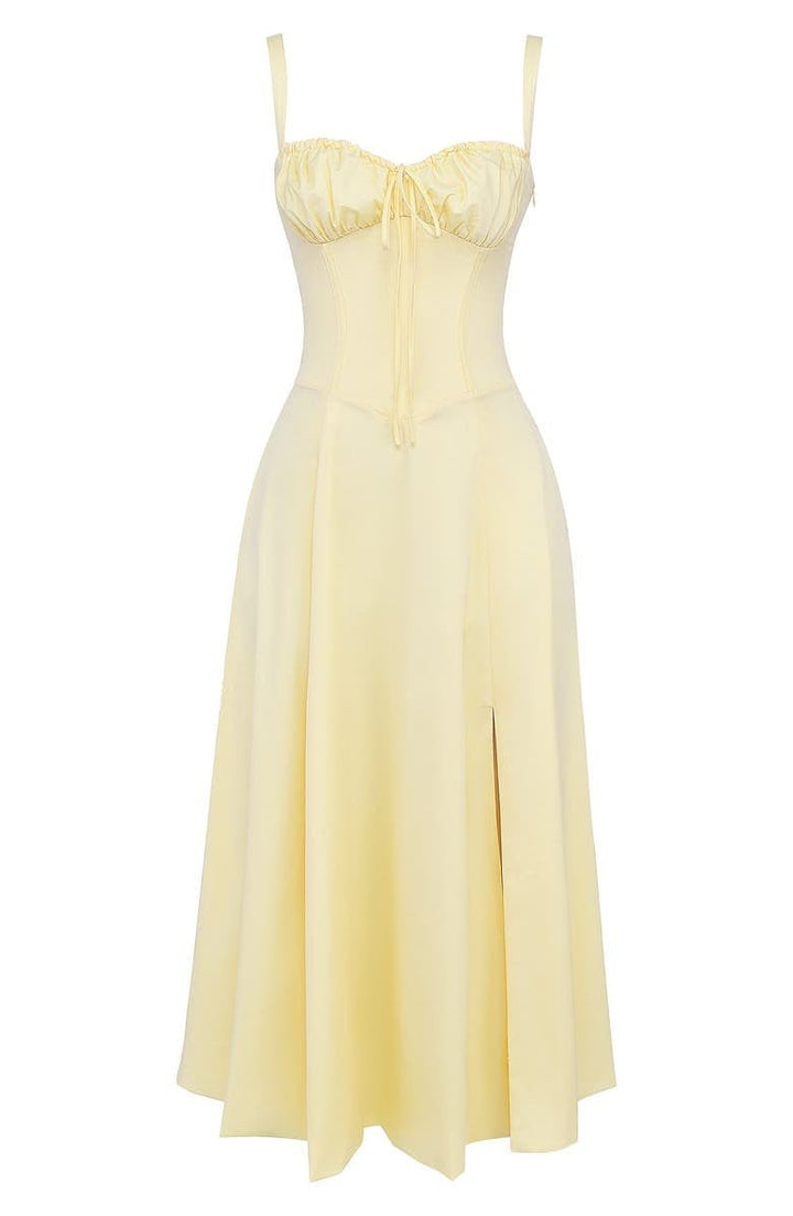 Callie – Bloemen Chic Corset Midi Jurk
