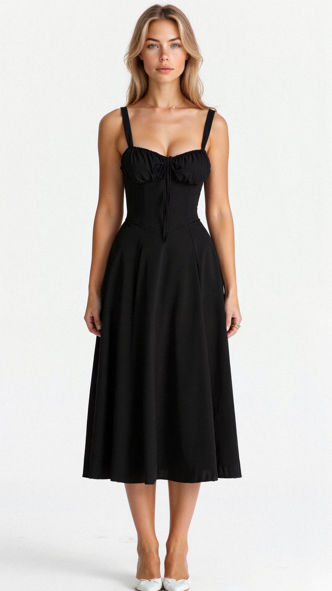 Callie – Bloemen Chic Corset Midi Jurk