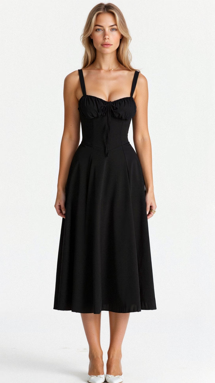 Callie – Bloemen Chic Corset Midi Jurk
