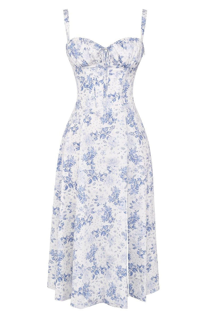 Callie – Bloemen Chic Corset Midi Jurk
