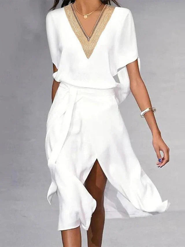 Calla – Dames Zomer V-Hals Midi Jurk