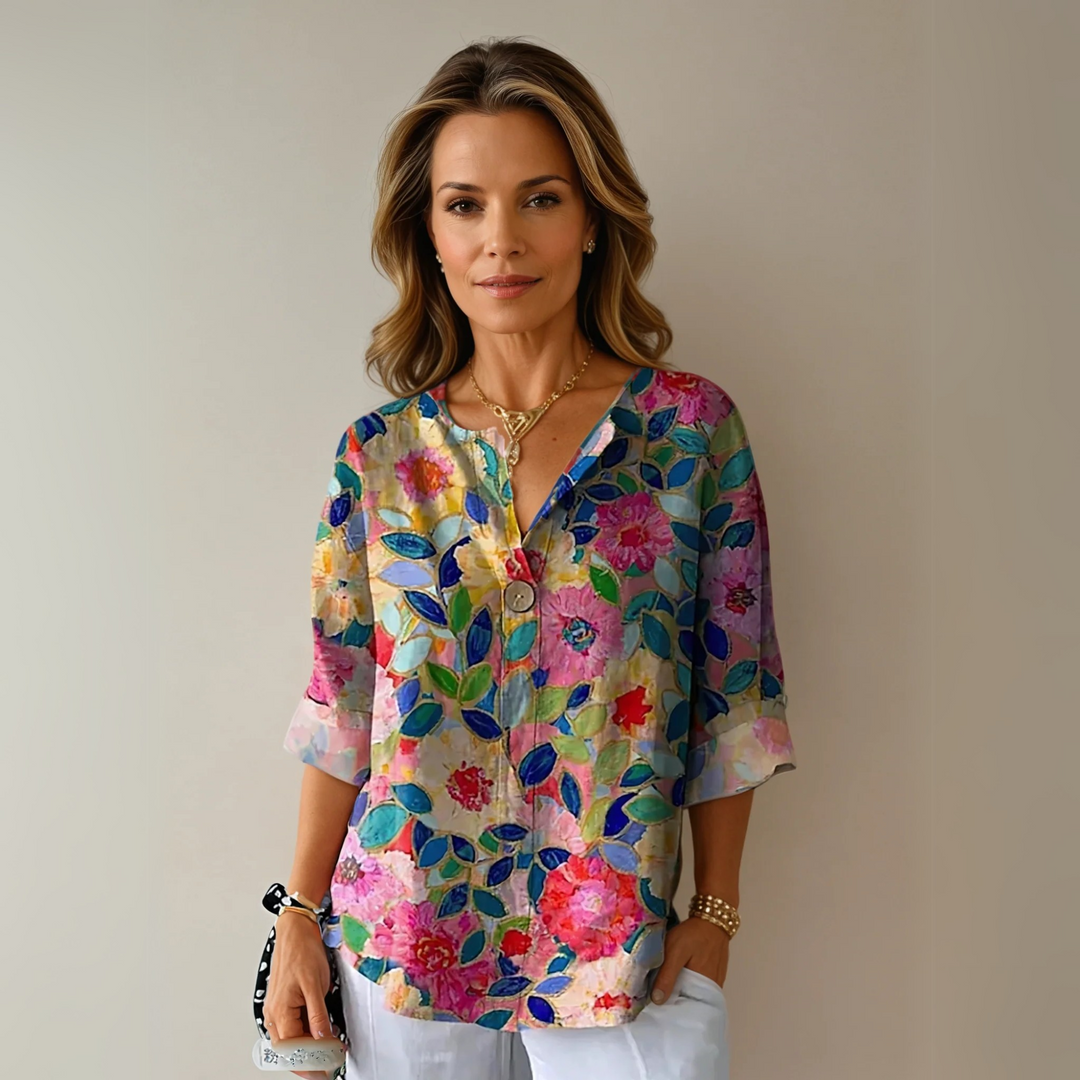 Aurélia – Dames Blouse met Kleurrijke Bloemenprint