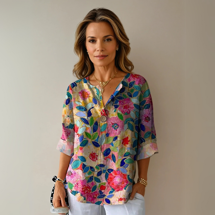 Aurélia – Dames Blouse met Kleurrijke Bloemenprint