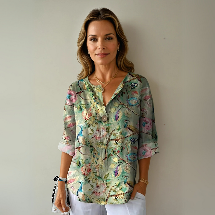 Aurélia – Dames Blouse met Kleurrijke Bloemenprint