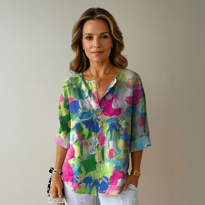 Aurélia – Dames Blouse met Kleurrijke Bloemenprint
