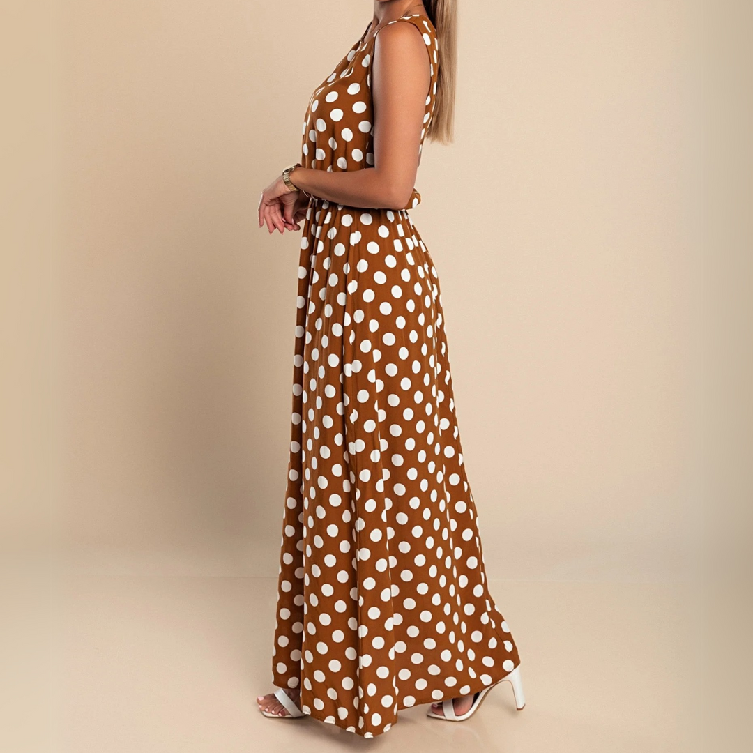 Delia - Stippenprint Maxi Jurk