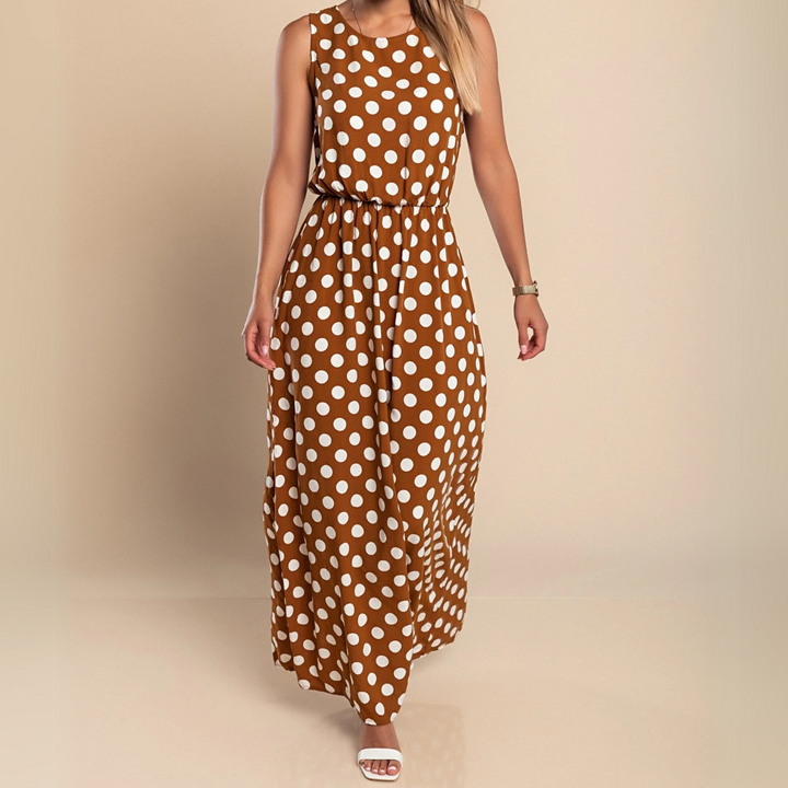 Delia - Stippenprint Maxi Jurk