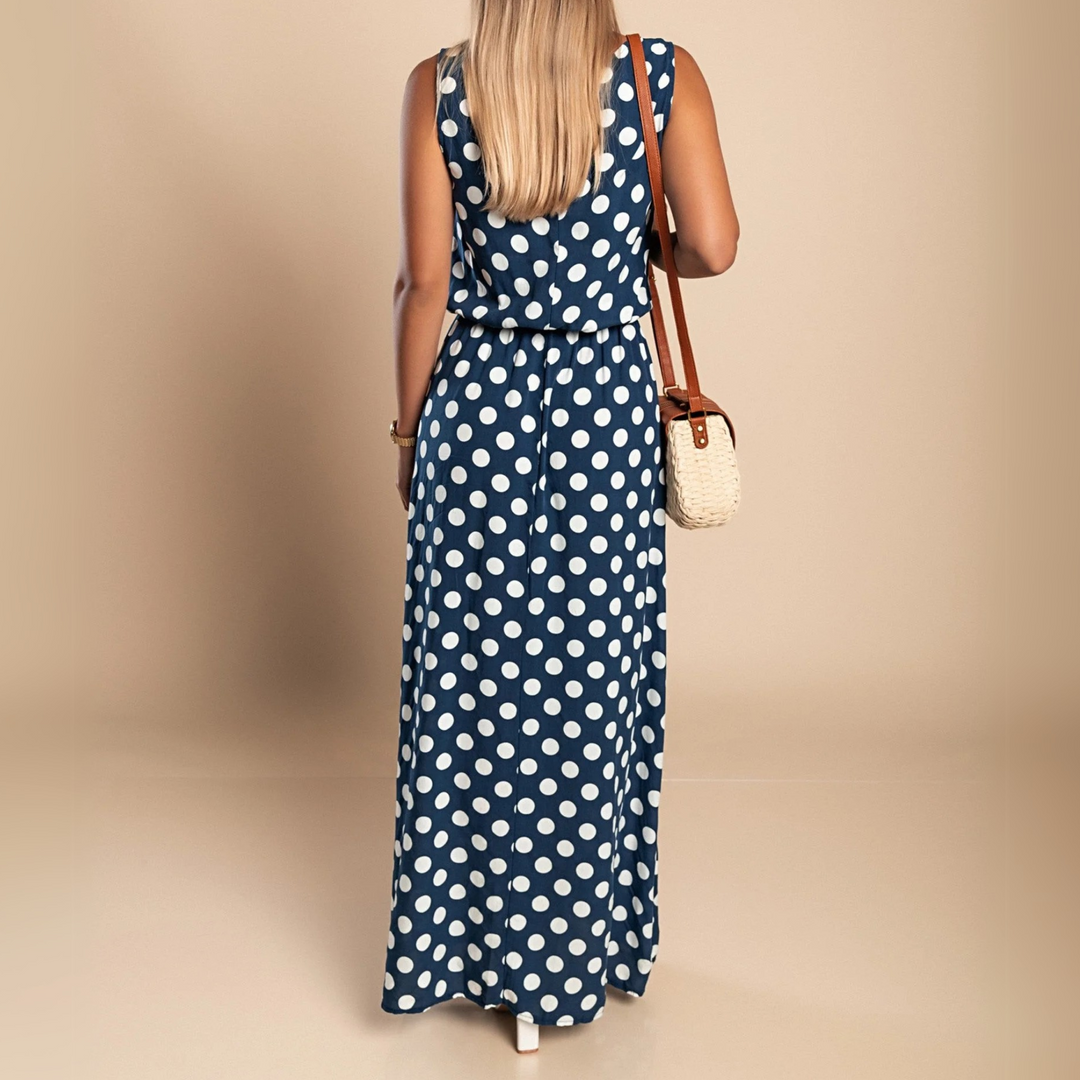 Delia - Stippenprint Maxi Jurk