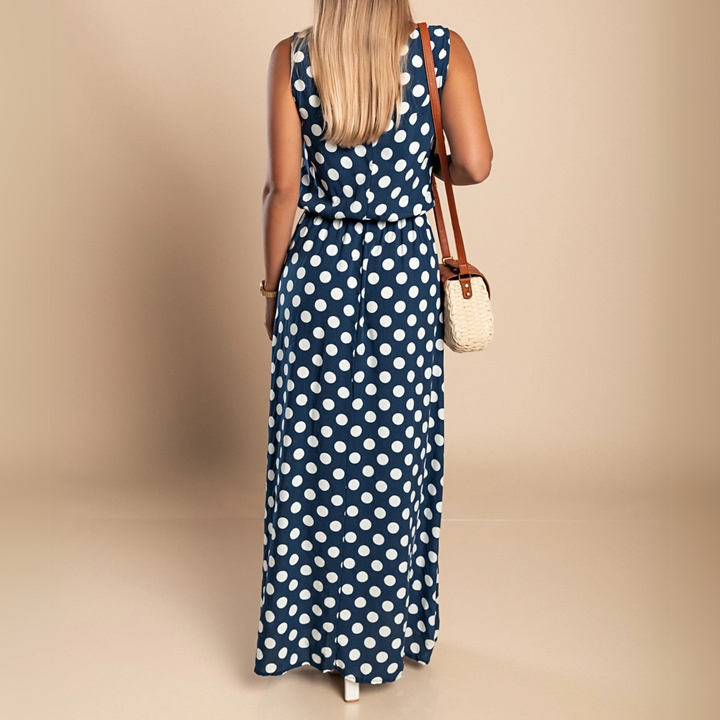 Delia - Stippenprint Maxi Jurk
