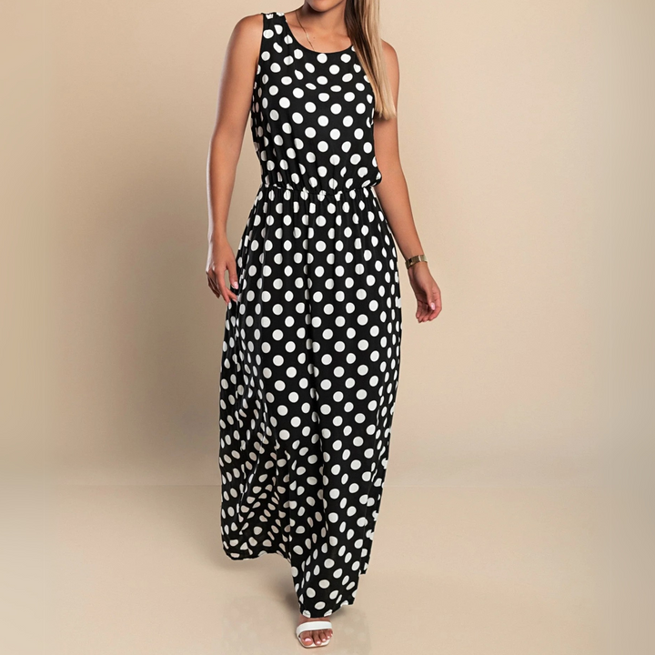 Delia - Stippenprint Maxi Jurk