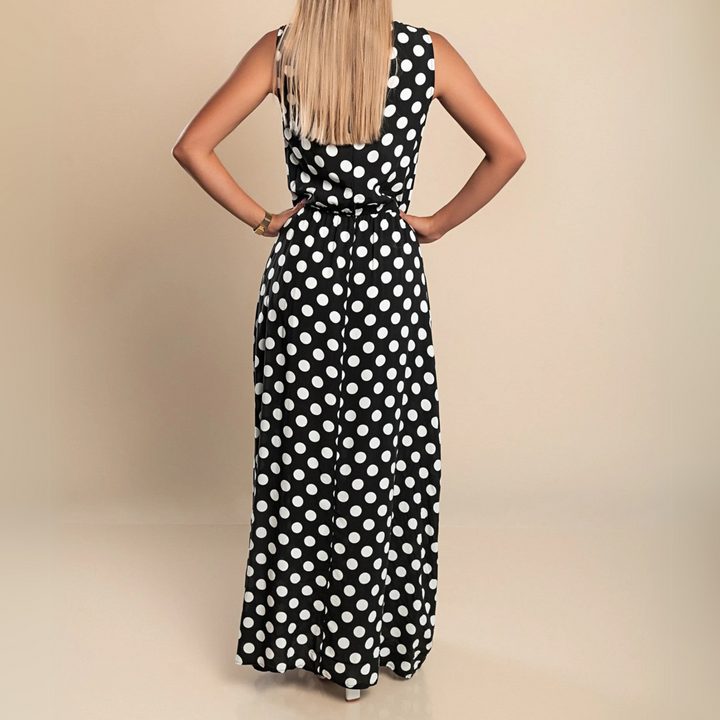 Delia - Stippenprint Maxi Jurk