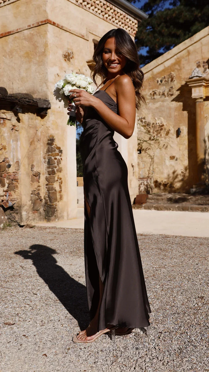 Giada – Dames Lente Satin Slip Maxi Jurk